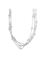 Layered Bezel Silvertone Necklace