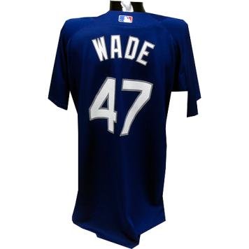 Cory Wade #47 2008 Dodgers Game Used Batting Practice Blue Jersey (MLB Auth) (48)