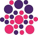 Set of 30 - Hot Pink / Purple Circles Polka Dots Vinyl Wall Graphic Decals Stickers