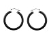 Onyx Skinny Hoop Earrings, 925 Sterling Silver