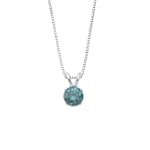 1.66 ct. Teal Blue - I1 Round Brilliant Cut Diamond Solitaire Pendant with Chain (White or Yellow Gold)