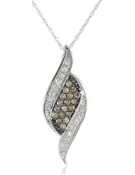 10k Brown and White Diamond 0.33cttw Pendant Necklace, 18"