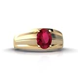 14K Yellow Gold Oval Created Ruby Men's Men's Ring