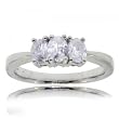 3 Stone Diamond Anniversary Wedding Ring in 14K White Gold