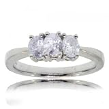 14KT White Gold Anniversary Wedding Ring 3 Stone Dia