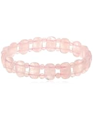 Rose Quartz Oval and Round Bead Stretch Bracelet, 7.5"