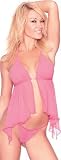 Plus Size Micro Mini Babydoll w/ G-String in Rose 1x