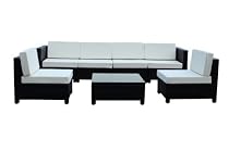 Big Sale 7 pcs Luxury Wicker Patio Sectional Indoor Outdoor Sofa Furniture set - White Cushion