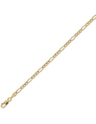 14K Solid Yellow Gold Figaro Chain Bracelet 3.2mm (1/8 in.) - 7 in.