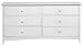 Hawthorne 44"w Six drawer Dresser, 25"Hx44"W, WHITE