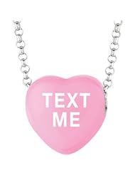 Sweethearts Enamel "Text Me" Heart on 16" Necklace Pendant with Gift Box