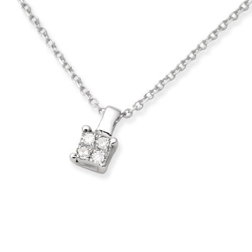 Miore Damen-Halsschmuck 18 Karat (750) Weissgold und Diamantanh&auml;nger mit 4 Brillanten 40 c Preisvergleich
