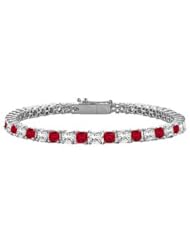 Ruby Diamond Princess Cut Platinum Tennis Bracelet 2.00 CT TGW