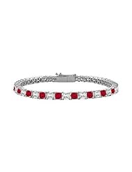 Ruby and Diamond Tennis Bracelet 14K White Gold - 2.00 CT TGW