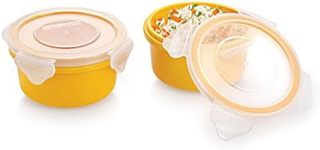 Smart Lock Sml-202 Airtight Tiffin Box With Insulated Bag , Melamine, 2 Pc Set Yellow