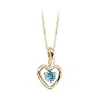 14K Yellow Gold 0.01 ct. Diamond and 4 MM Blue Topaz Heart Pendant with Chain