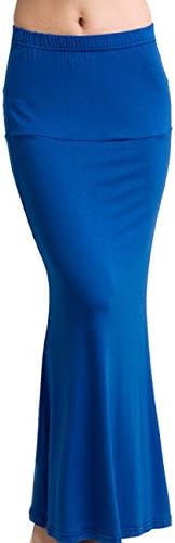 Party Mei Womens Pure Color Slim Flared Maxi Skirt