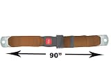 2-Point Lap Seat Belt, Brown, 90 Inch Length, with Push Button Release