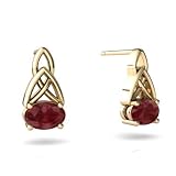 14K Yellow Gold Oval Genuine Ruby Celtic Knot Earrings