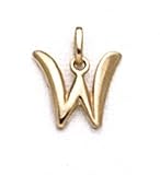 14K 'W' Pol Initial Pendant - GH10055