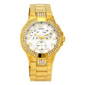GUESS&reg; #G13537L Women's Goldtone Multi Function Bracelet Watch