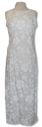 Wedding White Classic Hibiscus Long Tank Sleeveless Sheath Dress