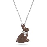 Sterling Silver Chocolate Enamel Rabbit with Diamond-Accent Pendant (0.02 cttw, I-J Color, I2-I3 Clarity), 18