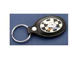 Dale Earnhardt Sr. Checkered Pewter Leather Keychain