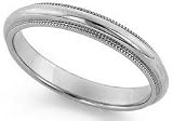 14K White Gold Milgrain Comfort-Fit Wedding Band, 3mm Wide