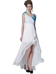 Two-Toned Tiered Sequined Pleated Cocktail Chiffon Party Dress 