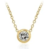 Gold Tone Diamond-April Birthstone with 18" chain