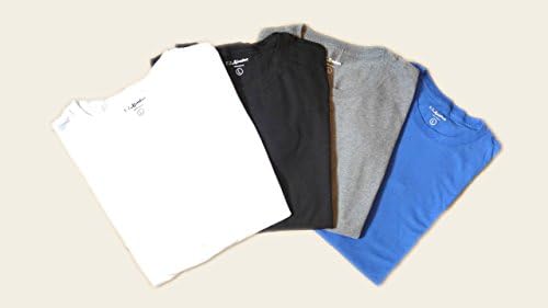 4 Pack Value Discount Bargin Easy Komfort Fitted Fit T-Shirt for Men's Adult 100% Cotton Very Comfortable For Junior Guys Crew Neck (4 Pack-Blk/Wht/Blu/Gray, Medium)