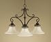 Murray Feiss F2219/3WAL Drawing Room Three-Light Downlight Chandelier in Walnut and Amber Snow Scavo Glass
