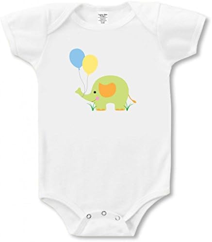 Custom Shirt Designz Elephant with Balloons Bodysuit 12-18 months White