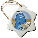 T-Rex Mobile Cell Phone and Texting or Trexting - 3 Inch Snowflake Porcelain Ornament