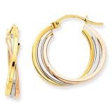 14k Gold Tri-Color Hoop Earrings