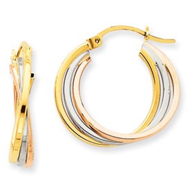 14k Gold Tri-Color Hoop Earrings