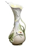 IMAGE OF 12.25 inch Porcelain Vase Slender with Bulb Base Calla Lily Ladybug