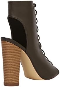 AKIRA Peep Toe Lace Up Ankle Boots - Olive in Size 7.5