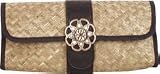 Straw Studios Seagrass Mat Floral Clutch Straw Bags