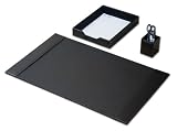 Genuine Black Leather 3-piece Desk Accessory Set
