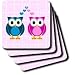 True Love Owls Design - Set Of 8 Ceramic Tile Coasters