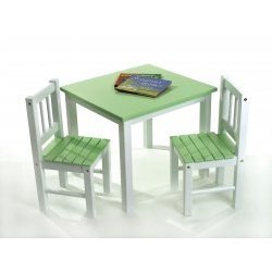 Lipper International 513GR Child's Table and 2-Chair Set, Green and White
