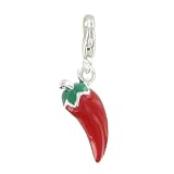 Les Poulettes Jewels - Sterling Silver and Enamel Red and Green Pepper