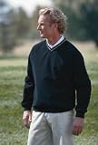 PGA Tour V-neck Microfiber Windshirt with Tipping - Z5SR0087 (Black/White / XL)