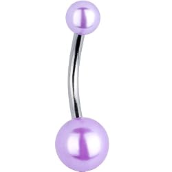 Purple Faux Pearl Belly Ring