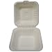 PrimeWare HL-66 White Molded Fiber Hinged Lid Container, 6" Length x 6" Width x 3-3/16" Height, Small (Case of 500)