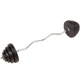 Jago - Set Bilanciere Curl 23.5 Kg manubrio pesi dischi esercizi sport inclusi pesi