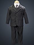 Baby Boys Dark Grey 5 Pc Suit with Vest 9-12M