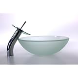 Buy 1 2 Thickness Round Frosted Glass Vessel Sink Combo with Chrome Finish Waterfall... by Best Sink